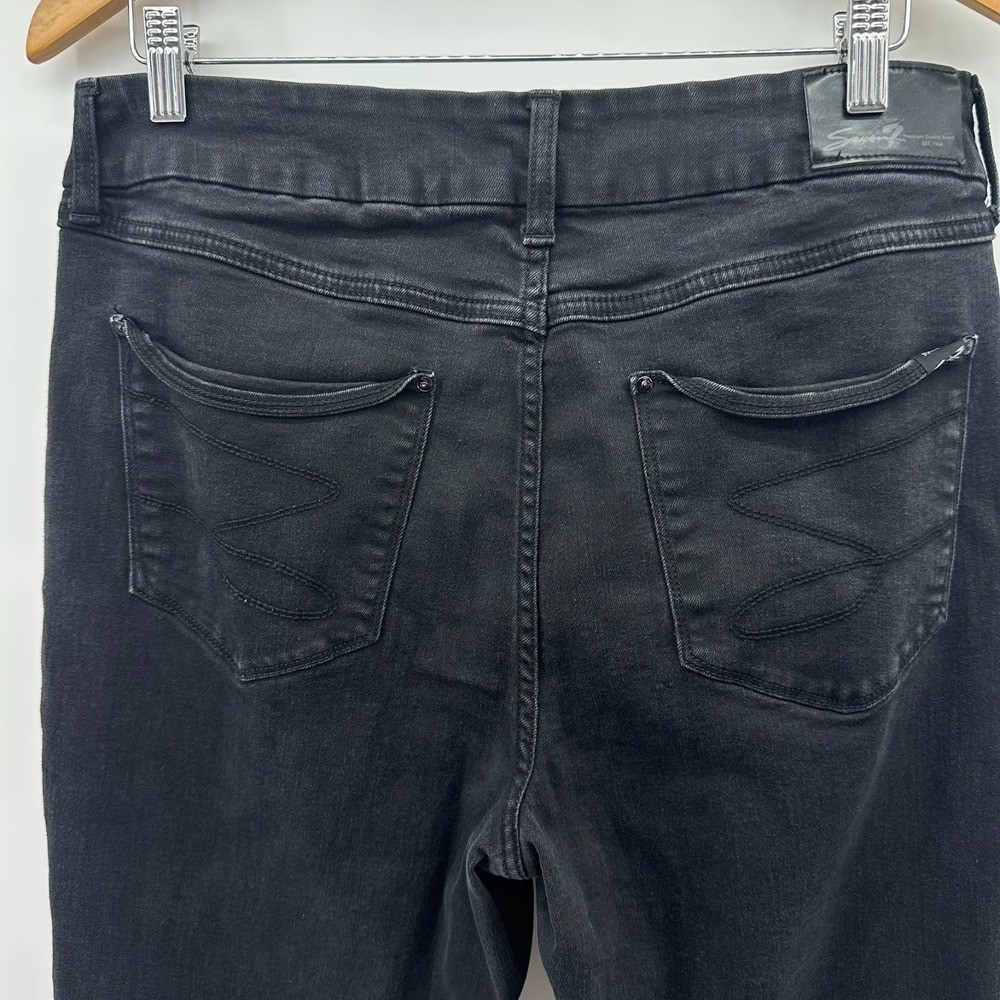 Seven7 Tummyless High Rise Skinny Jeans Womens 14 Black Dark Wash Denim Stretch - Picture 3 of 10